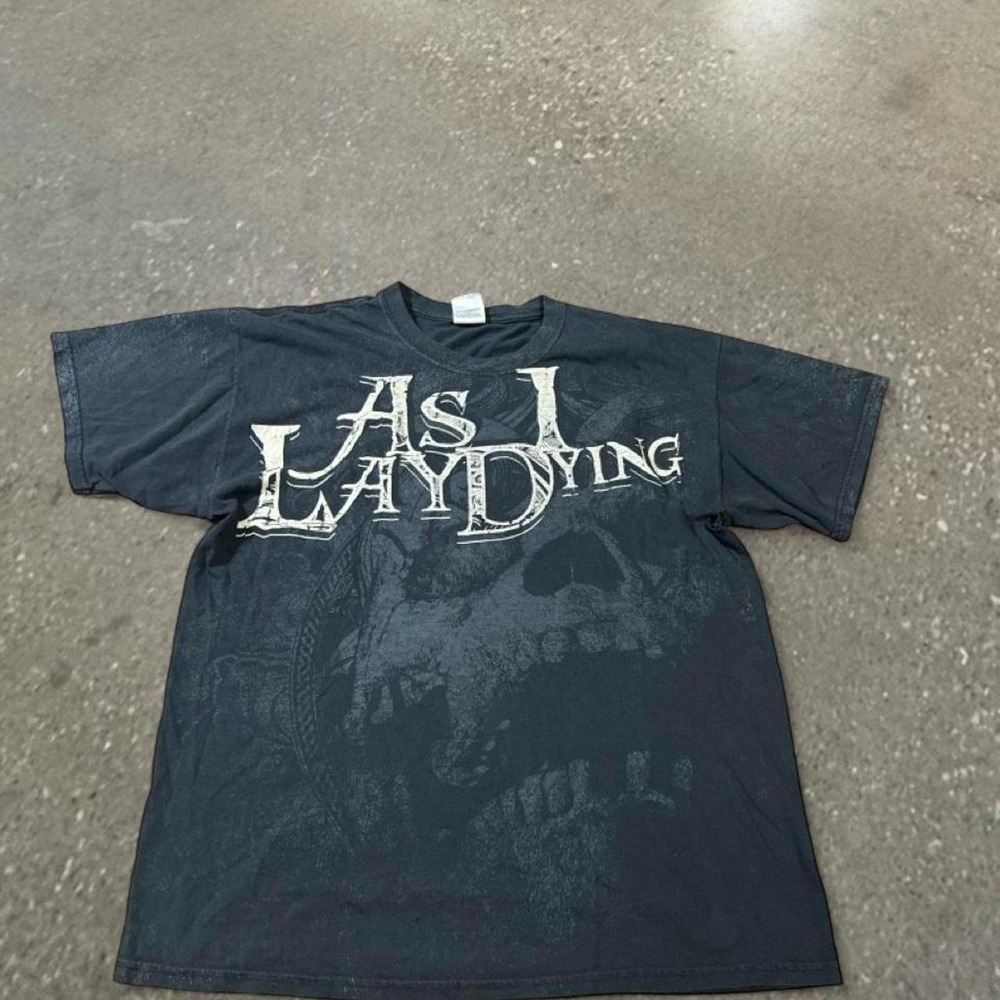 As I Lay Dying Band Shirt Mens Large Black Gildan Y2K Metalcore Graphic Tee